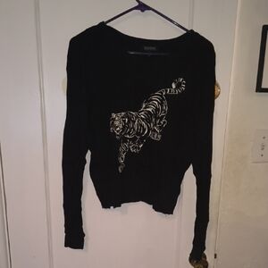 La La Land | Chic Black Tiger Graphic Sweatshirt